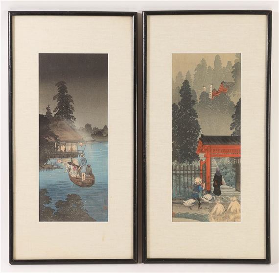 Two Japanese Woodblock by Takahashi Shtei, 1930