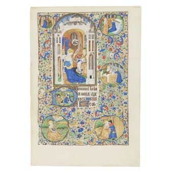 The Annunciation, miniature on a leaf from a Book of Hours - Dunois Master