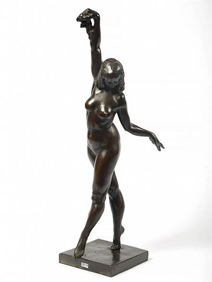 "Nu féminin dansant" en bronze à patine brune. Signé sur la base Marnix d’Haveloose. Fonderie Nationale des Bronzes/Anc. Firme Petermann St-Gilles Bruxelles. Ecole belge. H. : +/- 74 cm. by Marnix D'Haveloose