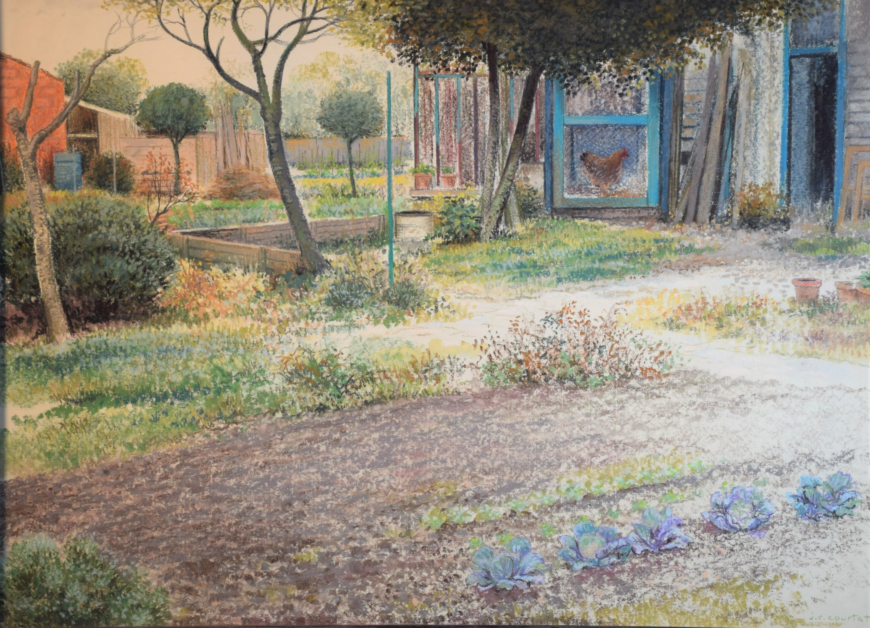 Artwork by Jean Claude Courtat, "Le potager", Made of Pastel