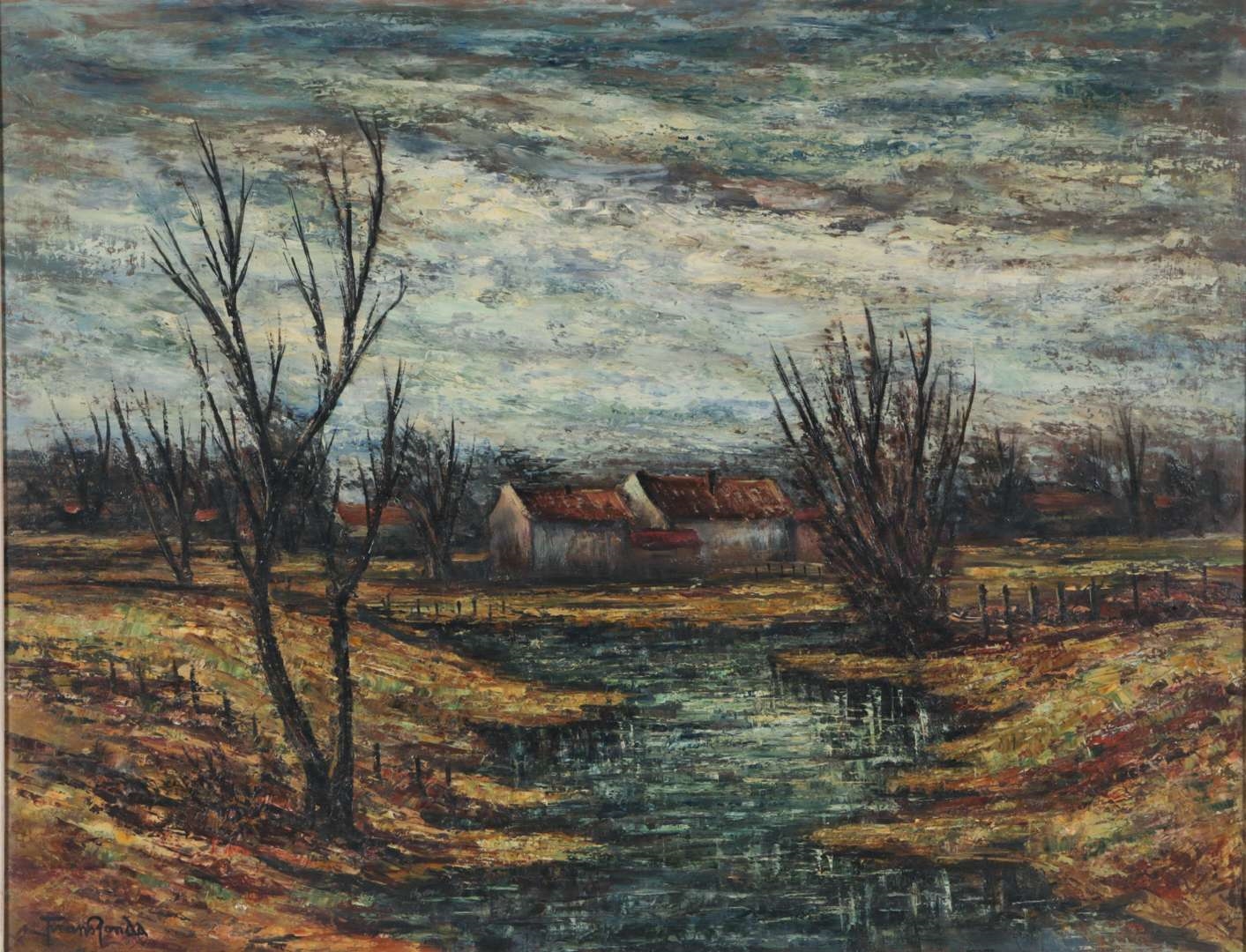 Artwork by Frans Ronda, Waterlandschap, Made of board