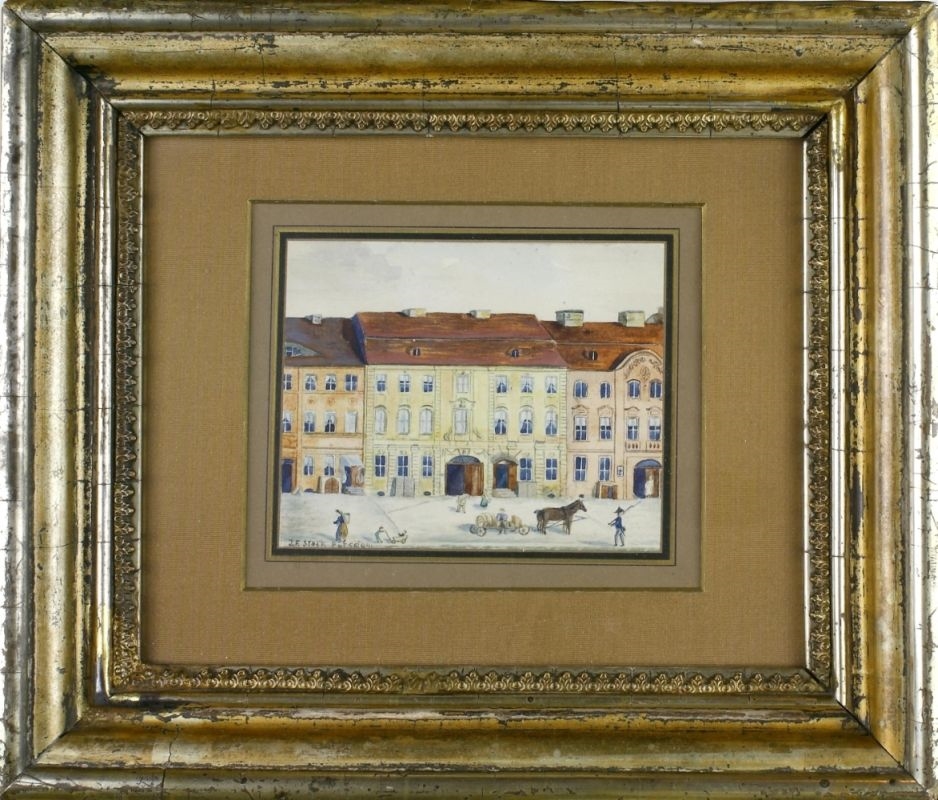 Artwork by Johann Friedrich Stock, Altstadtstraße in Potsdam, Made of watercolor on cardboard