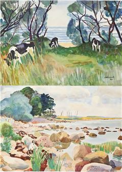 Vier Aquarelle mit Uferpartien. Auf Bütten - Otto Ehrich