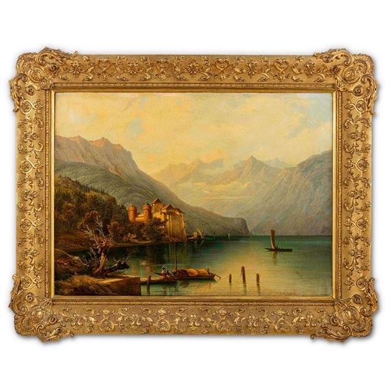 Am Genfer See mit Blick auf Schloss Chillon by Hermann Seefisch, 1845