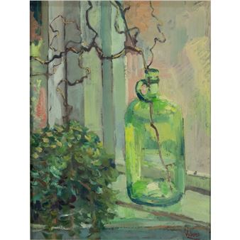 Stilleven met groene fles - Jacob Boudewijn Volkers