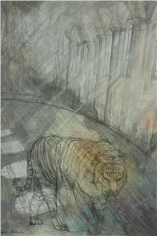 Tiger against a classical background - Leila Pedersen