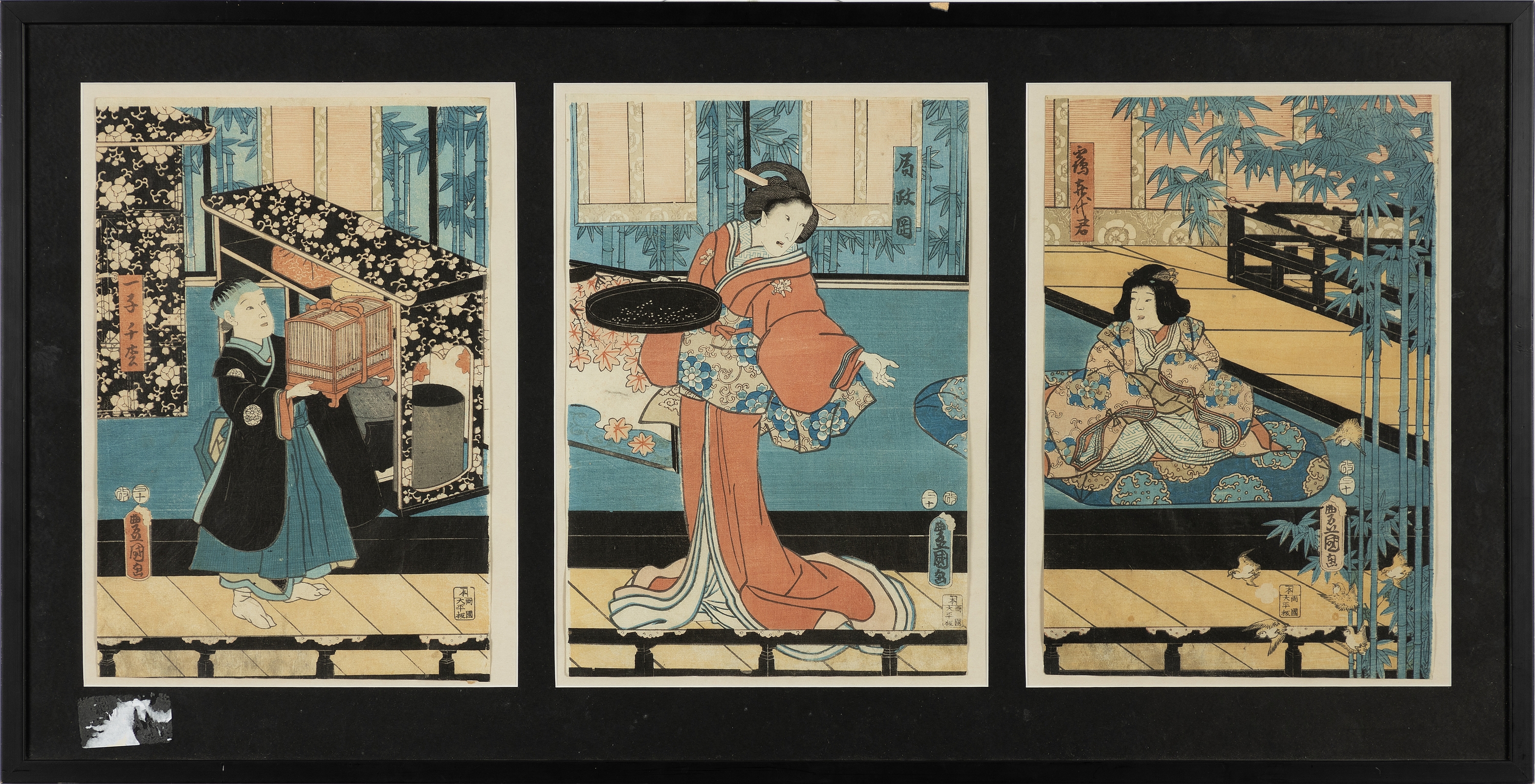 Utagawa Kunisada | interior with children and attendant (1857) | MutualArt