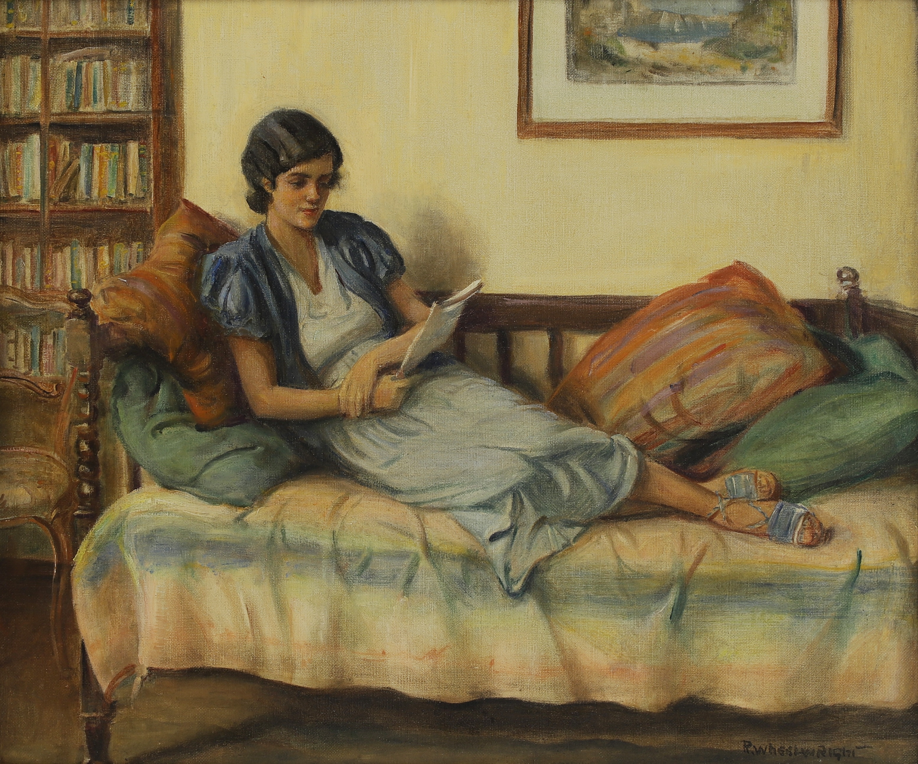 Roland Wheelwright | A young lady reading (1870) | MutualArt