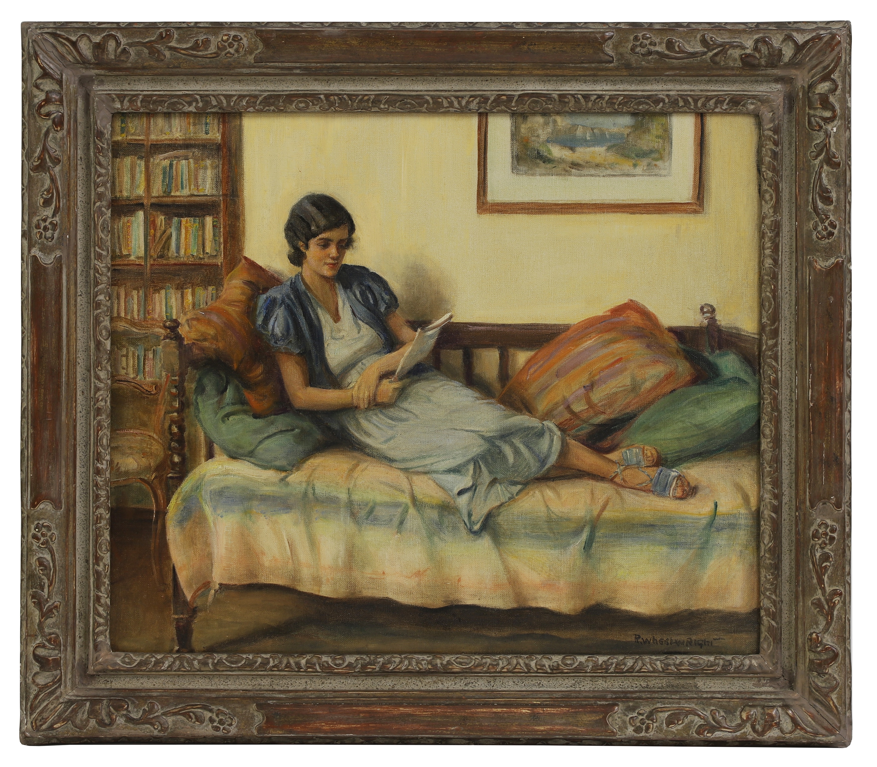 Roland Wheelwright | A young lady reading (1870) | MutualArt