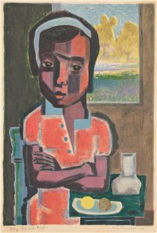 Young Girl with Fruit (Girl in Red) - Robert Blackburn