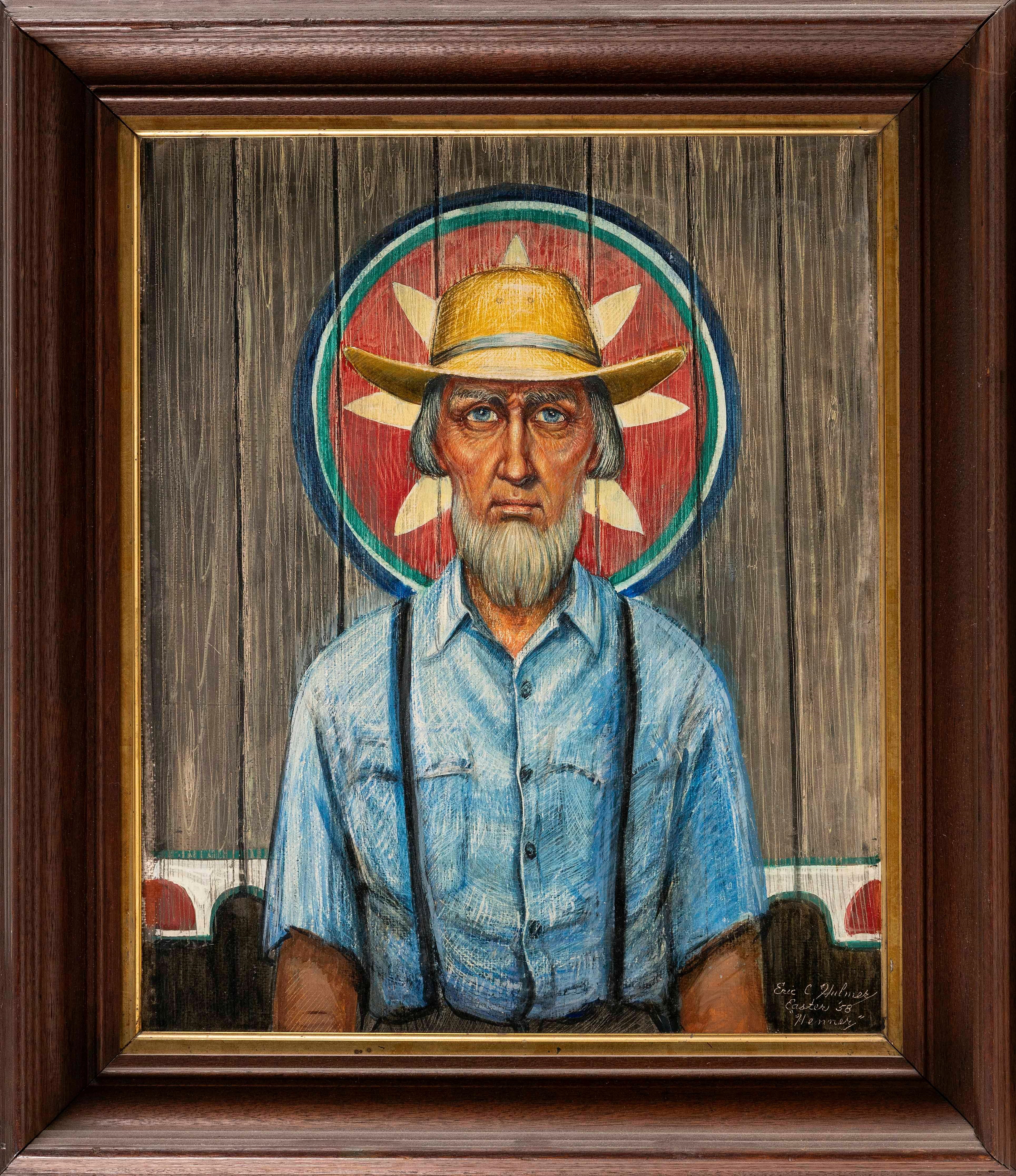 Artwork by Eric C. Hulmer, Portrait of an Amish man., Made of Oil on masonite