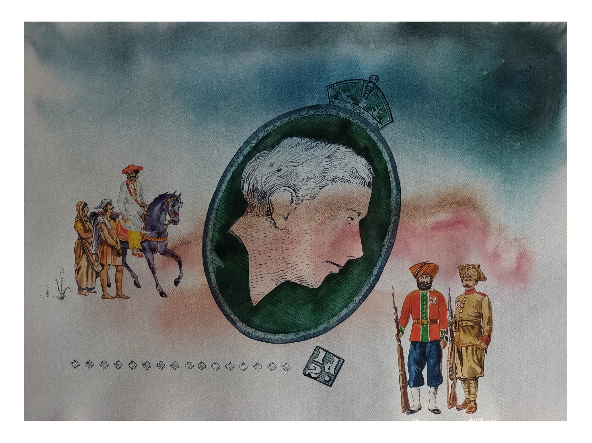 Artwork by Arbind Singh, Through the mirror, Made of Watercolour on Acid-Free Paper