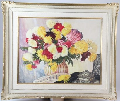 Artwork by József Biró, "Bouquet of anemones", Made of Oil on canvas