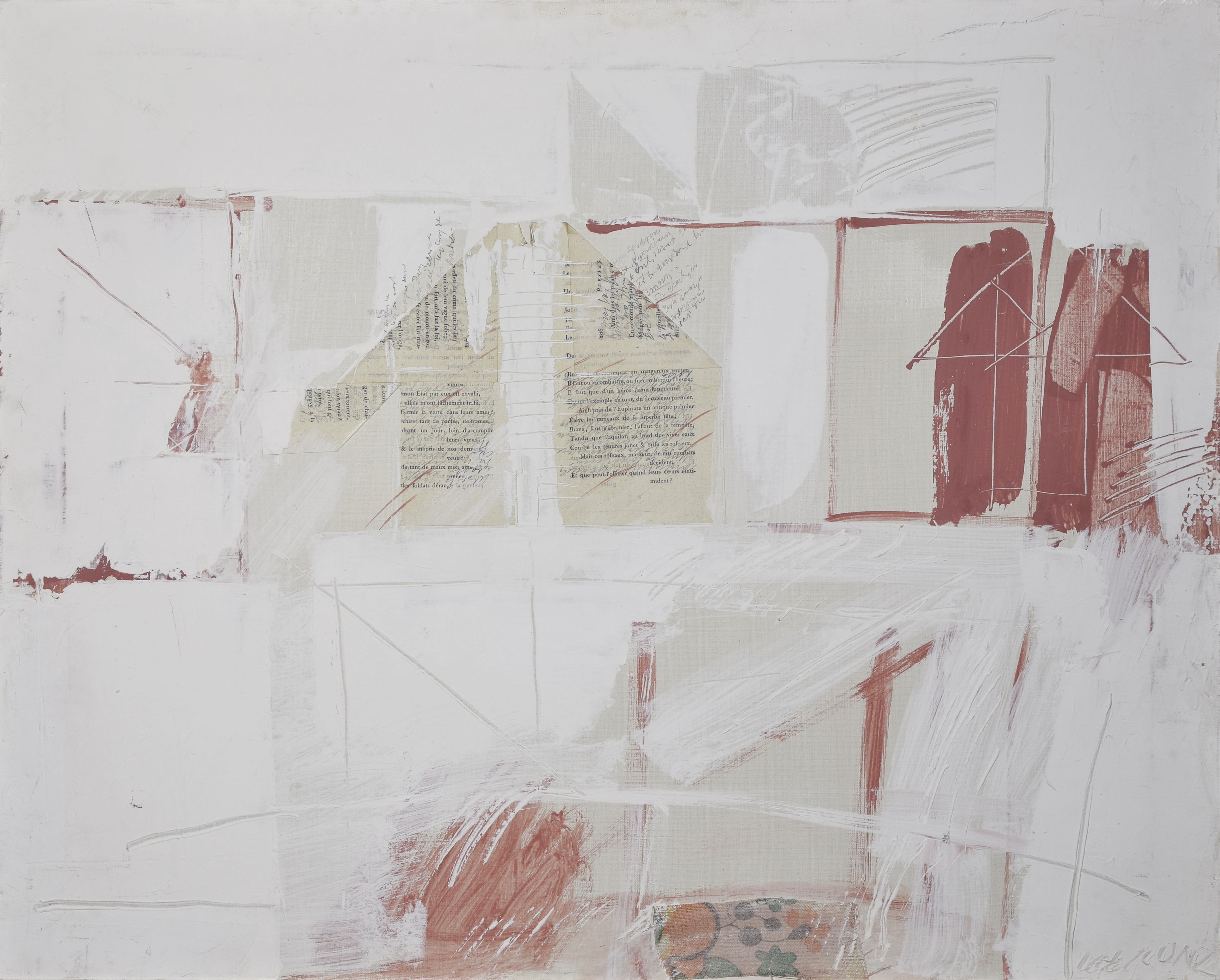 Artwork by Włodzimierz Kunz, Śniadanie w Antibes, Made of oil, collage, canvas