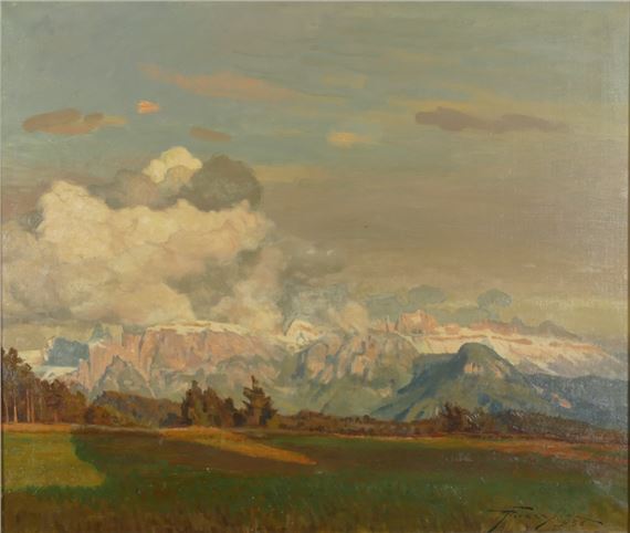 VISTA DAL RENON VERSO LE SCILIAR ED IL CATINACCIO by Ulderico Giovacchini, 1956