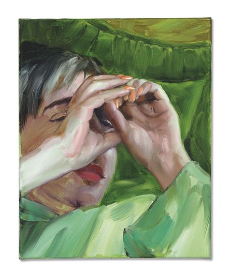 I’m Getting So I Don’t Know If I’m In A Movie Or Making A Movie, Which Comes First, The Movie Or Reality by Jenna Gribbon, Painted in 2021