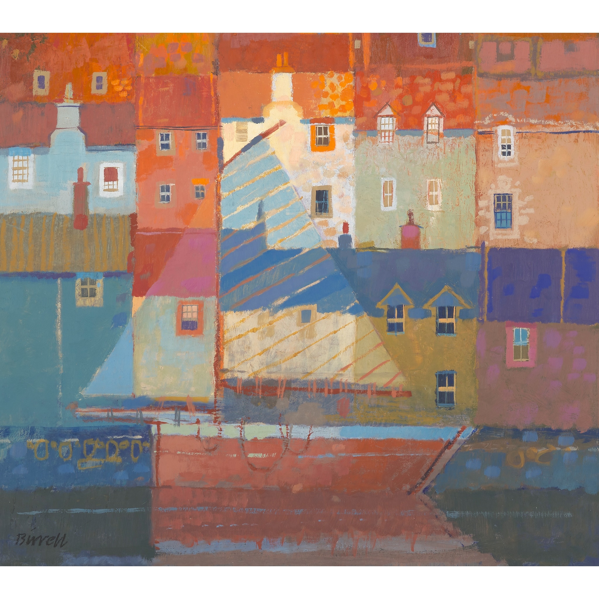 Artwork by George Birrell, SAIL FISHING MEMORIES, Made of oil and pastel on board
