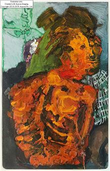 Polish b. c.1980 -  Red figure;  oil on paper - Konstanty Czartoryski