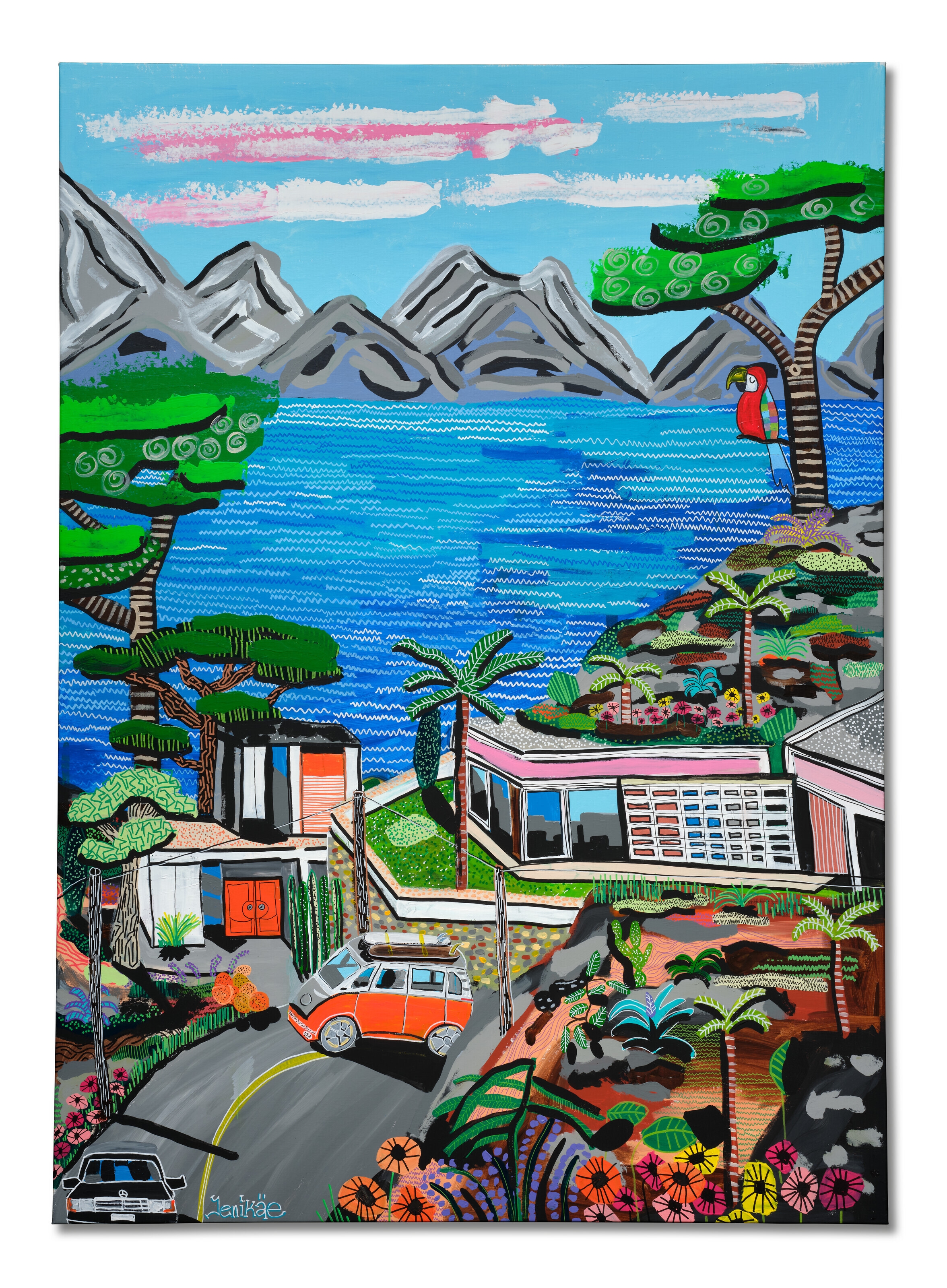 Artwork by Filipp Jenikae, Pacific Ocean view Mid Century Modern, Made of acrylic on canvas