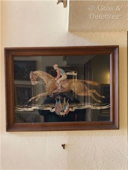 Machine embroidery depicting a jockey - Claude Joseph Bonnet