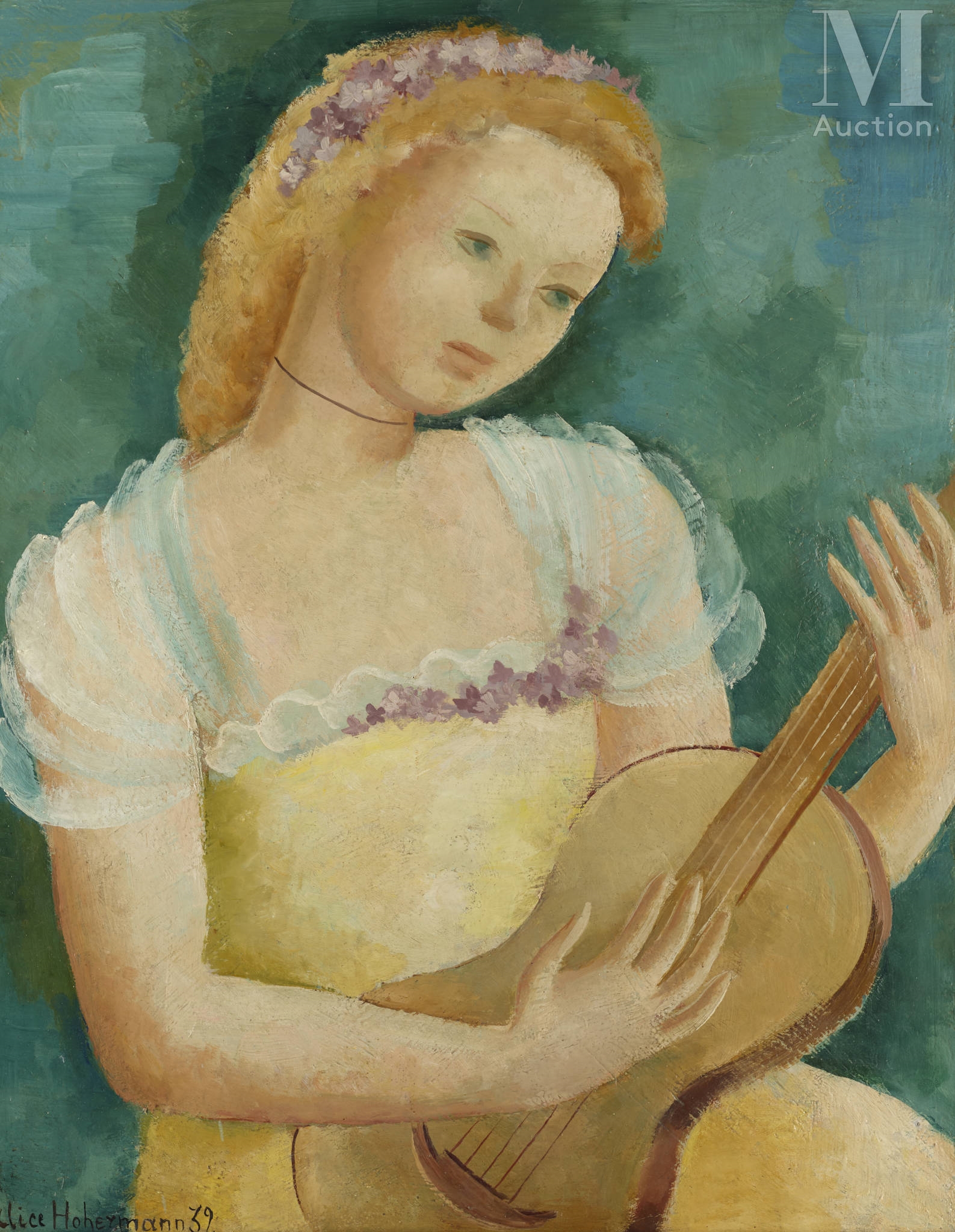 Basile Netchitailoff Nikolaevich | Jeune fille à la mandoline
