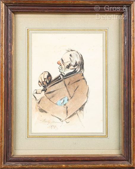 Man in profile with glasses by Henry Monnier, 1873