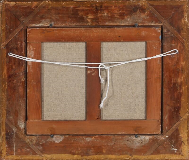 Artwork by Carl Eduard Dettloff, Scenery with geese and a sitting young woman, Made of Oil on plate