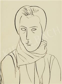 Portrait (Head with Scarf) - Lajos Vajda