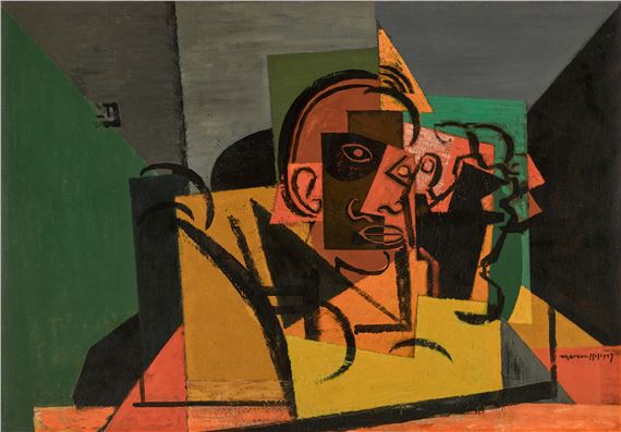 L'homme accoudé by Louis Marcoussis, dated 1937