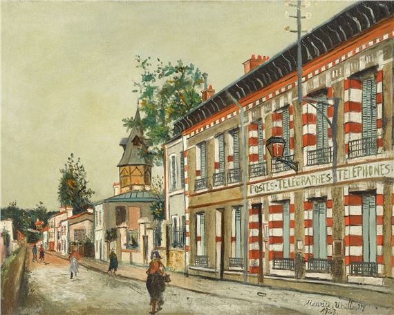 le bureau de poste de Bièvres by Maurice Utrillo, dated 1923