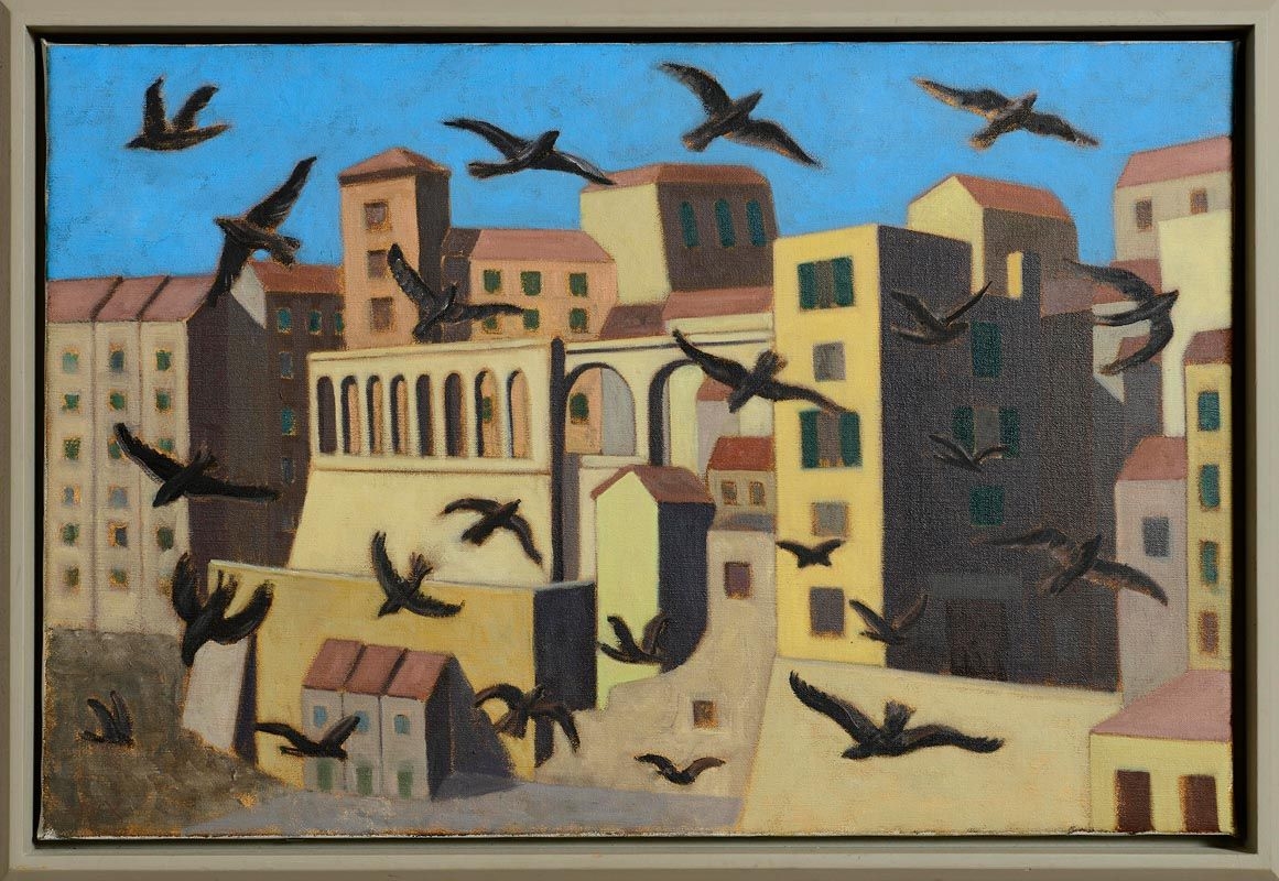Artwork by Stephen McKenna, Pitigliano with Birds (2005), Made of oil on canvas