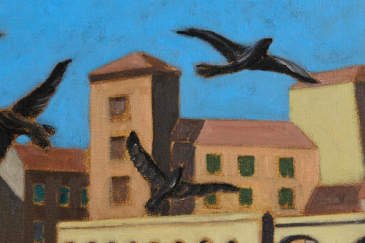 Artwork by Stephen McKenna, Pitigliano with Birds (2005), Made of oil on canvas