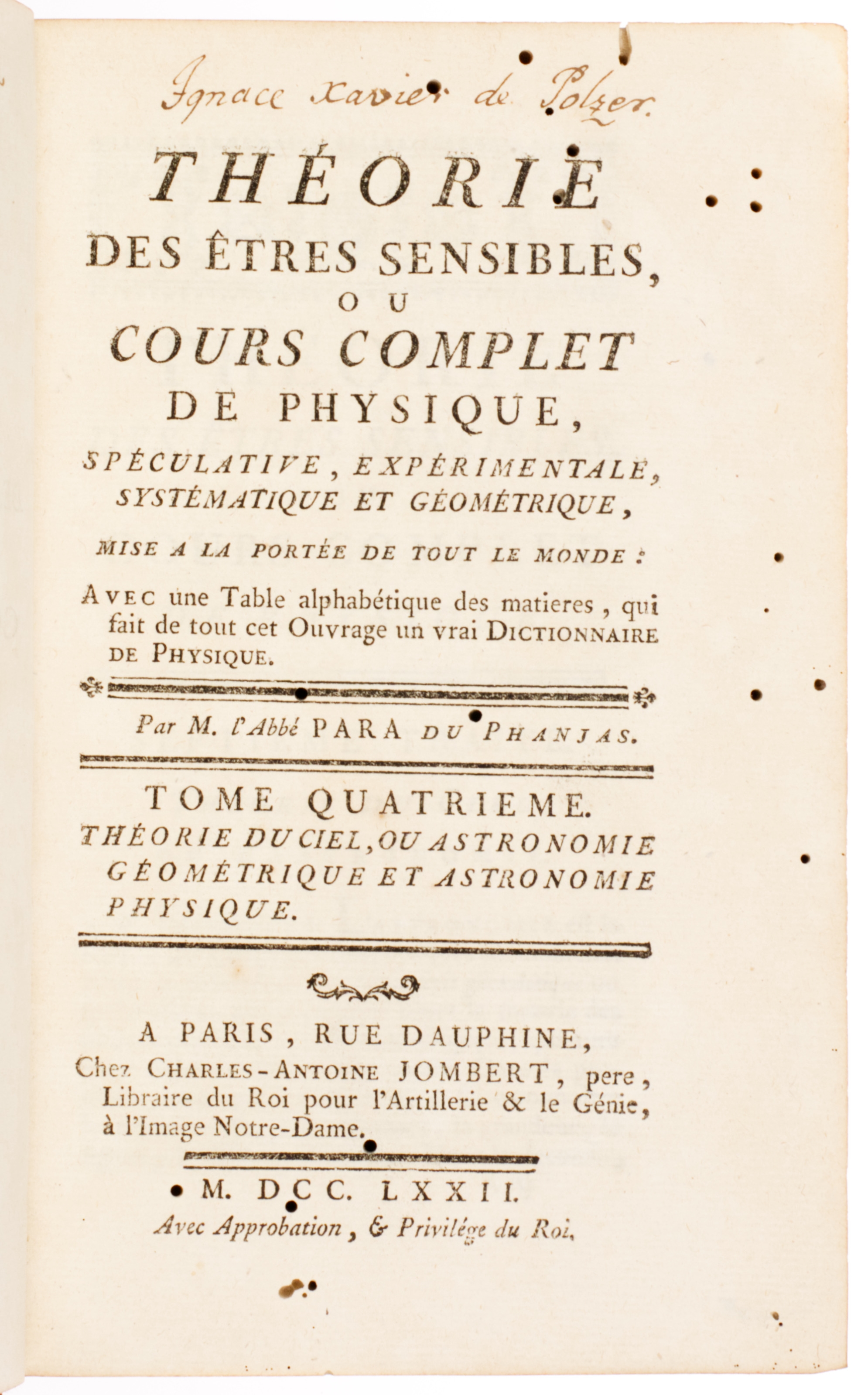 Edme Gilles Guyot | TWO SCIENTIFIC PUBLICATIONS (1769 - 1772) | MutualArt