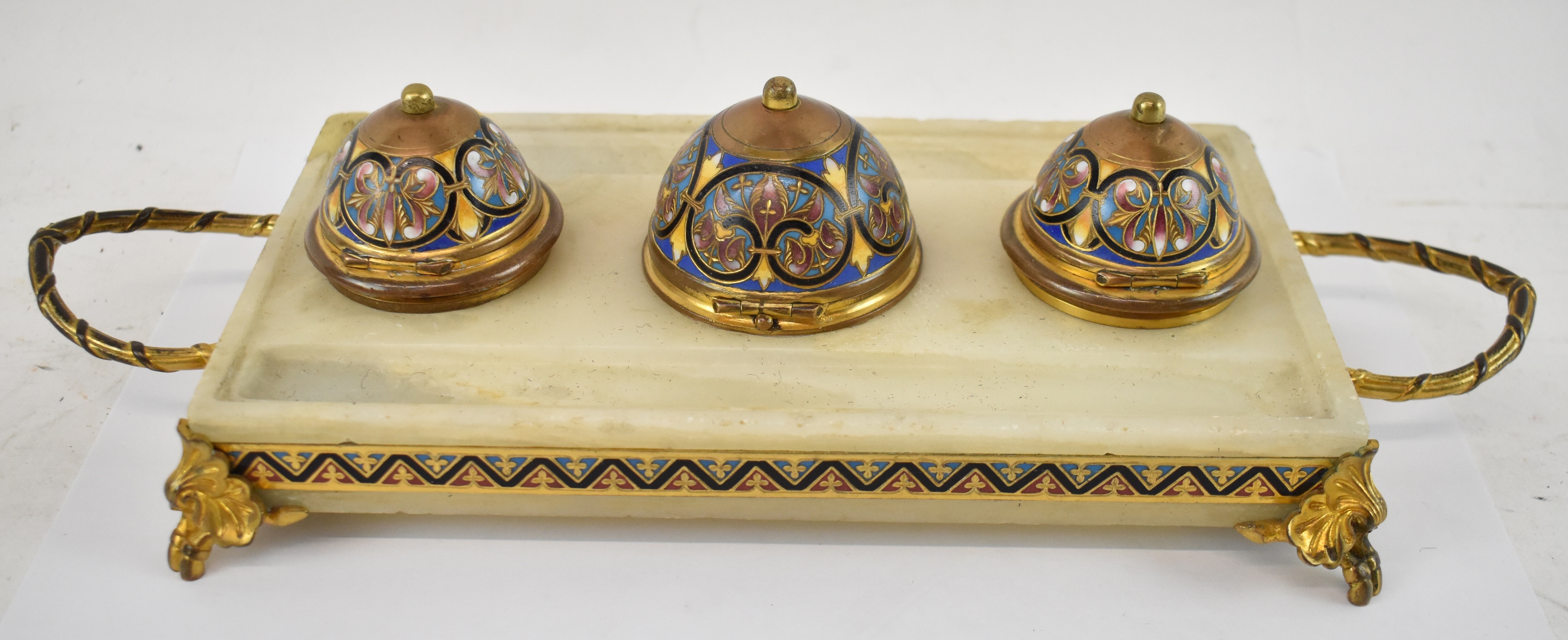 Ferdinand Barbedienne | enamel and alabaster inkstand (Late 19th ...