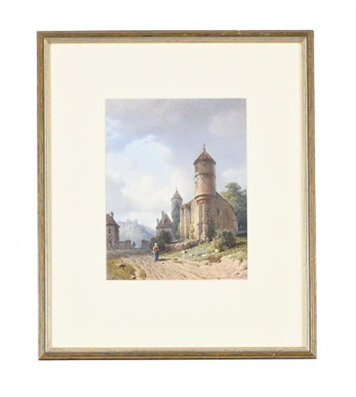 FIGURE IN A LANDSCAPE WITH A CHATEAU by Eugène Edouard Soulès