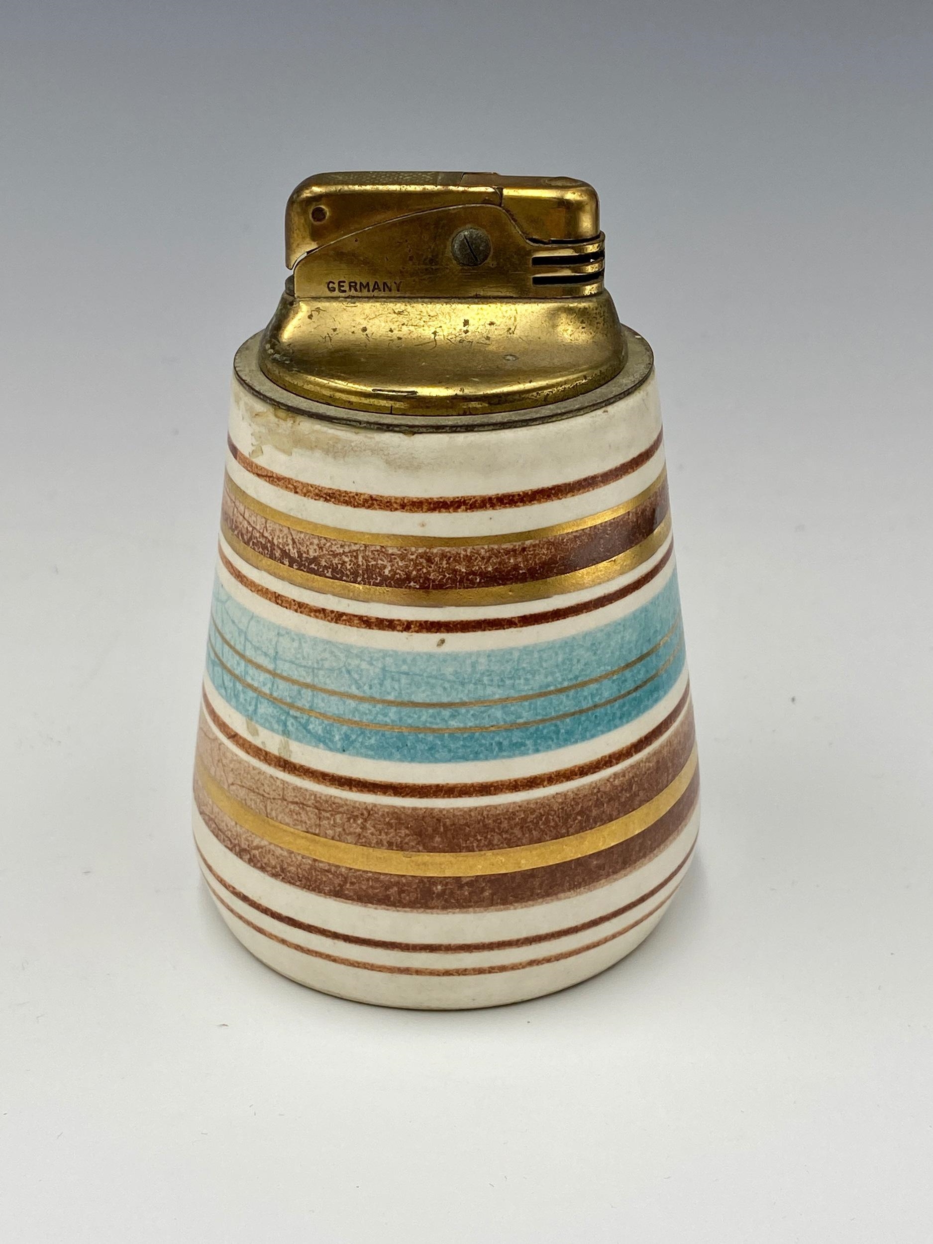 Sascha Brastoff  A banded lighter, and a reticulated face pot