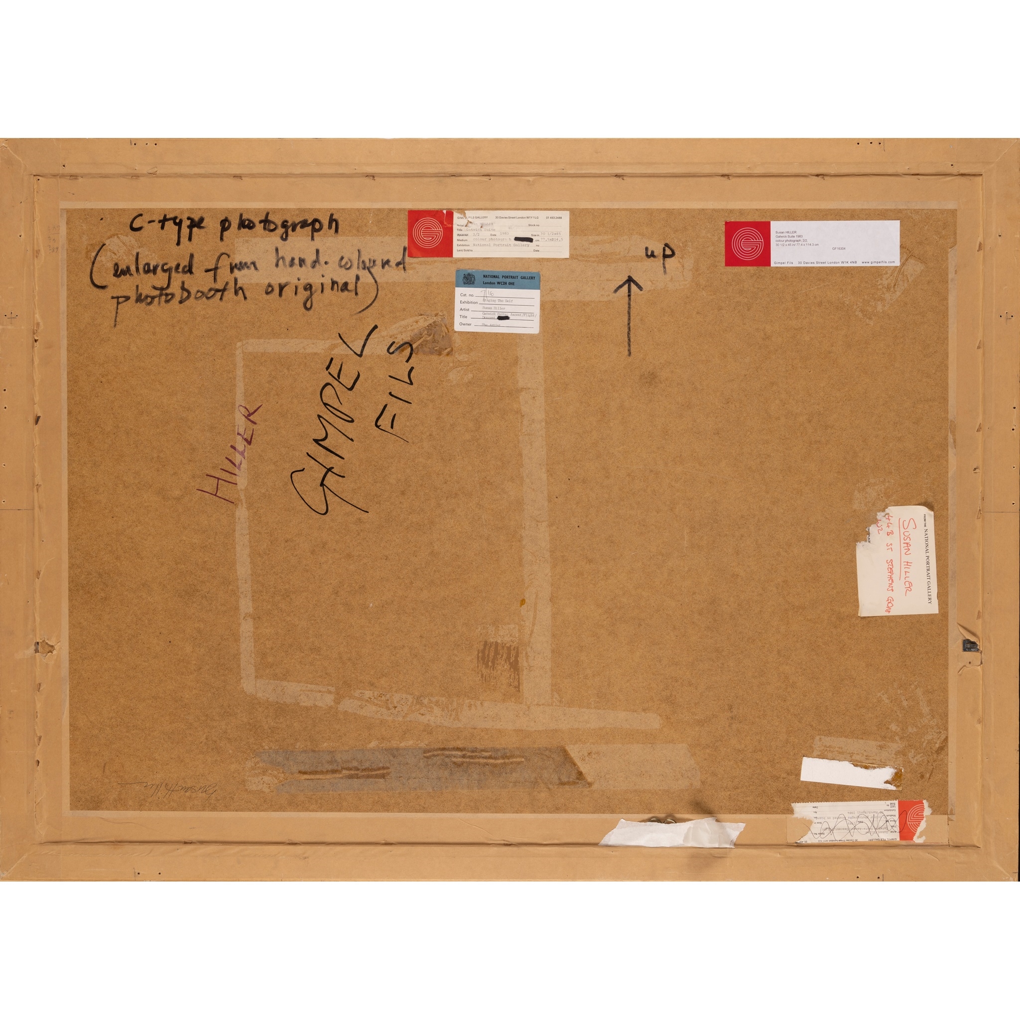 Artwork by Susan Hiller, Gatwick Suite: Ascent / Flight / Descent, Made of c-type photographs, enlarged from hand-coloured photo-mat originals, mounted as one panel