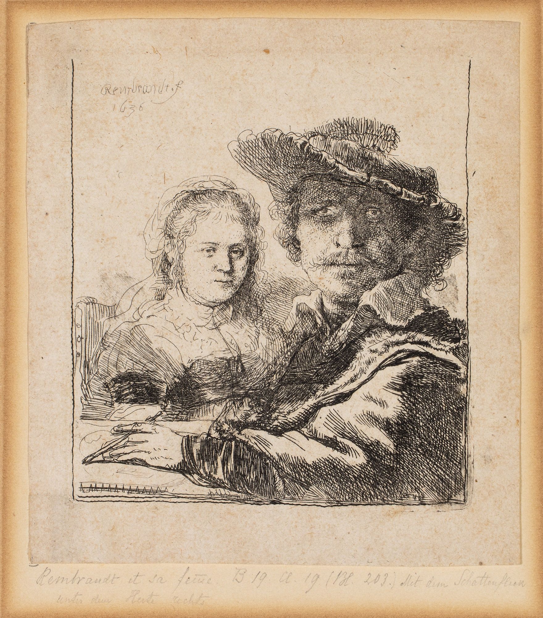 Self-Portrait with Saskia by Rembrandt van Rijn, dated 1636