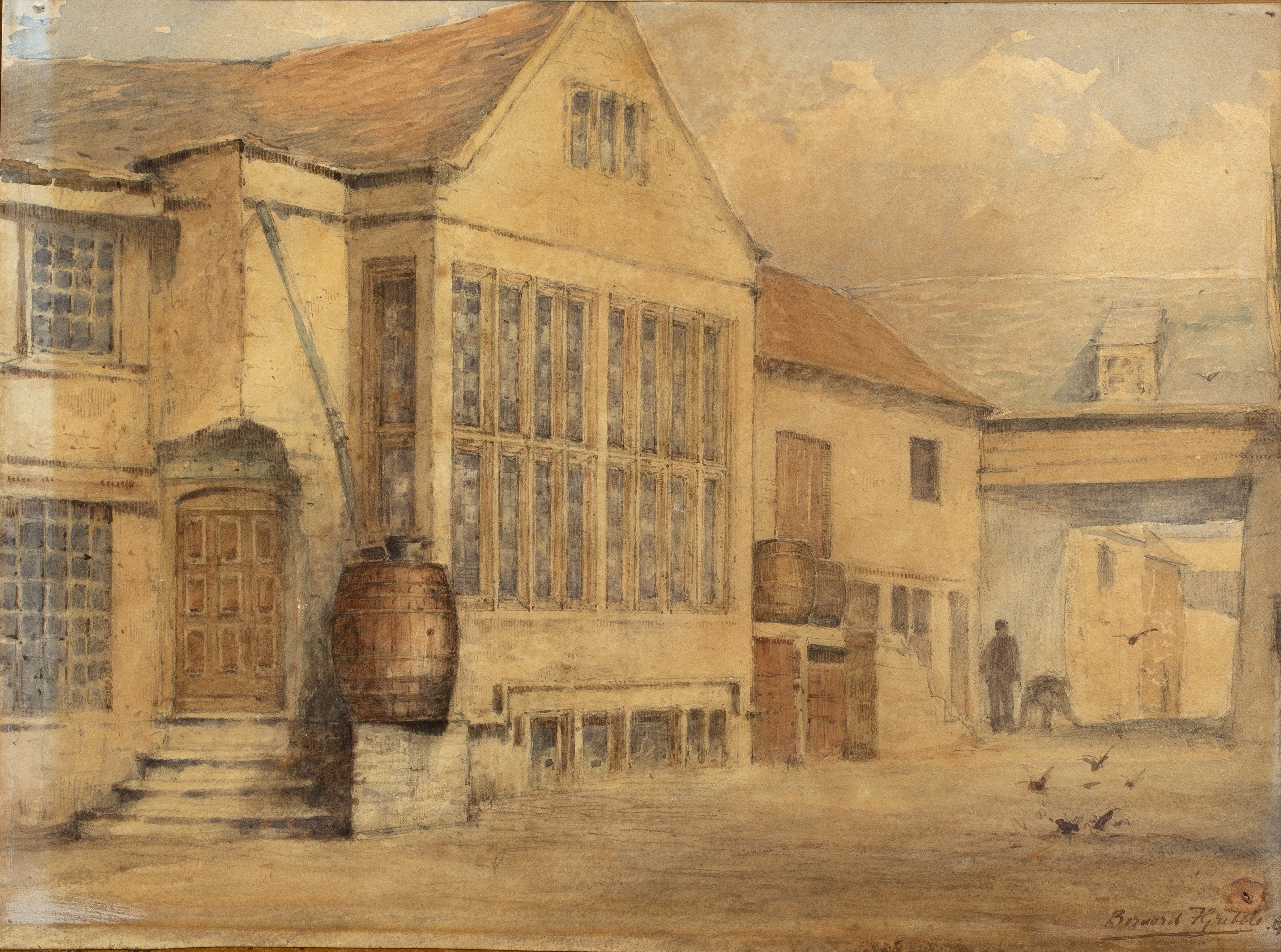 Artwork by Bernard Finegan Gribble, Street scene Banbury, Made of watercolour