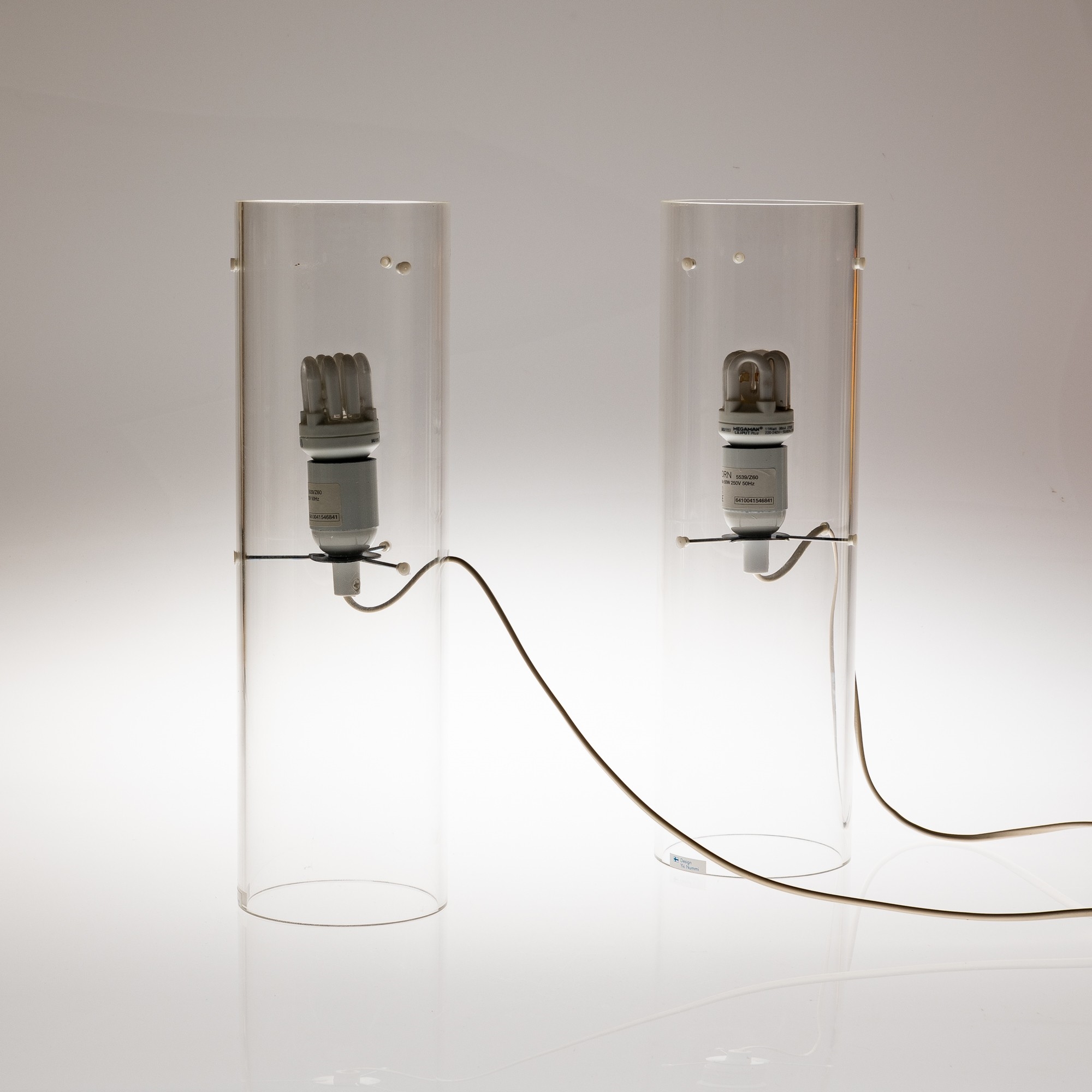 Artwork by Yki Nummi, Table lights, Modern Art, late 20th Century, Made of white acrylic