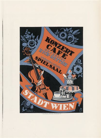 Konzert Cafe Stadt Wien. Schönster u. Größter Spielsaal Stadt Wien. by Franz Paul Glass, um 1916