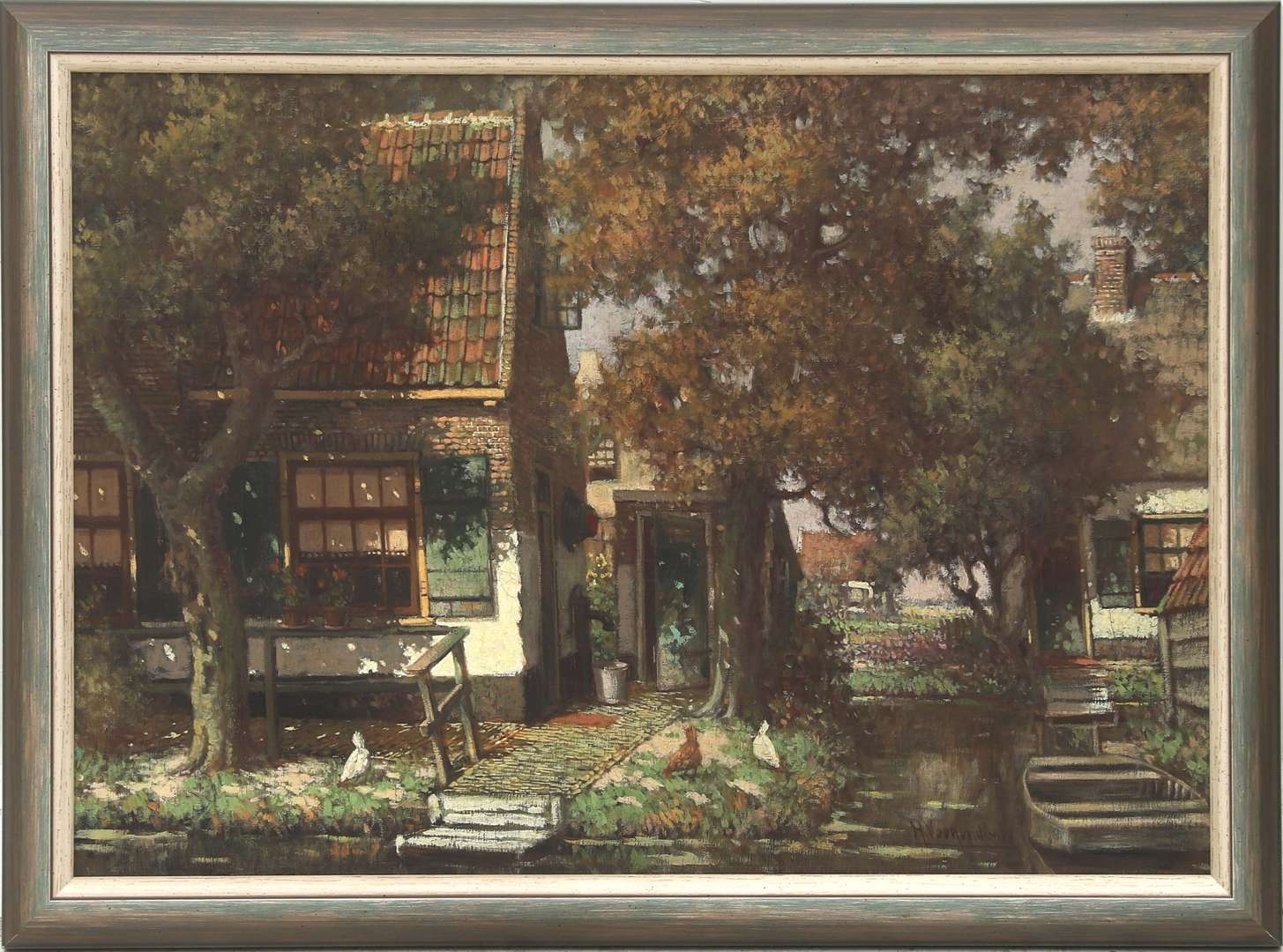 Artwork by Henricus Veenendaal, “Zonnig zicht op een boerderij", Made of oil on canvas