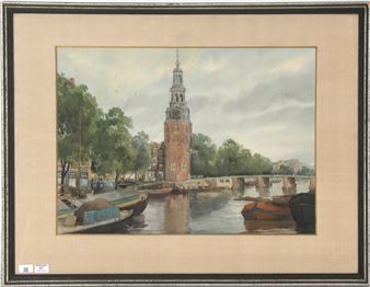 ‘Zicht op de Montelbaanstoren in Amsterdam’ - J. Maes