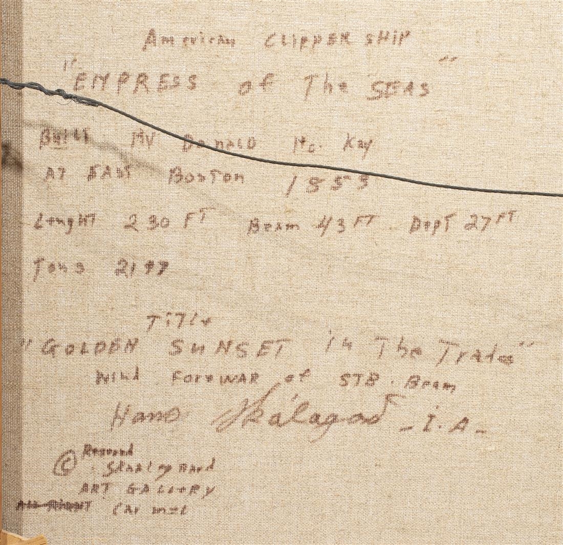 Artwork by Hans Skalagard, "Golden Sunset in the Trades/Empress of the Seas,", Made of oil on canvas