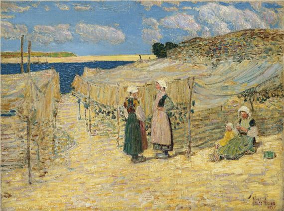 Fish nets, Le Pouldu, Brittany by Childe Hassam, Painted in 1897
