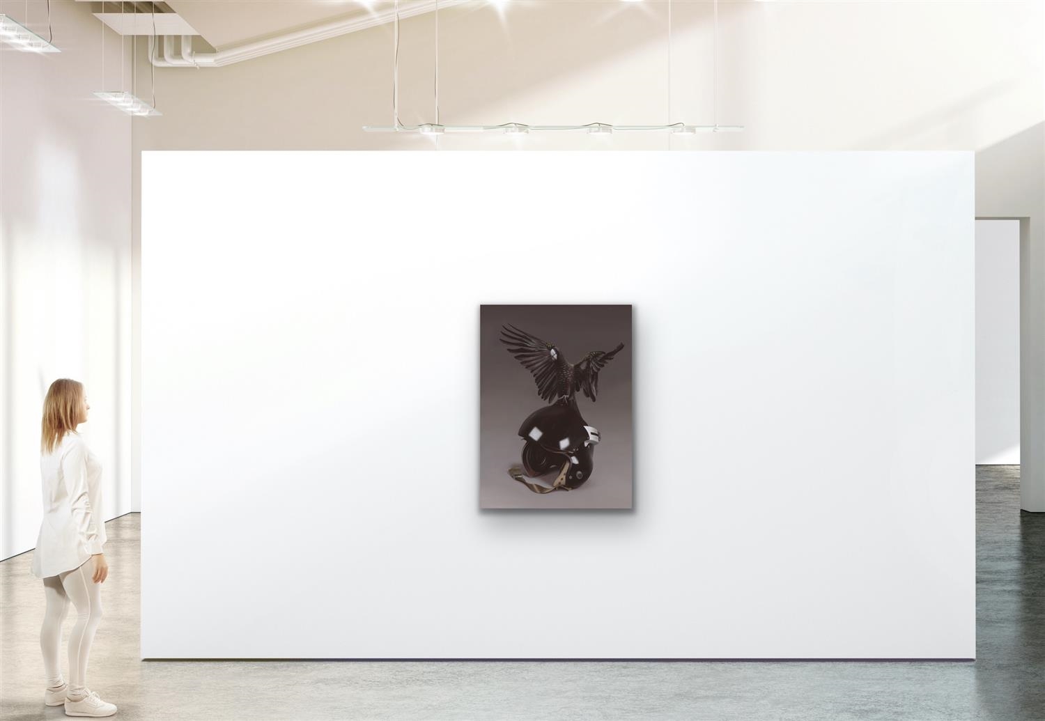 Artwork by Sam Leach, Black Cockatoo with Helmet 2019, Made of oil on linen