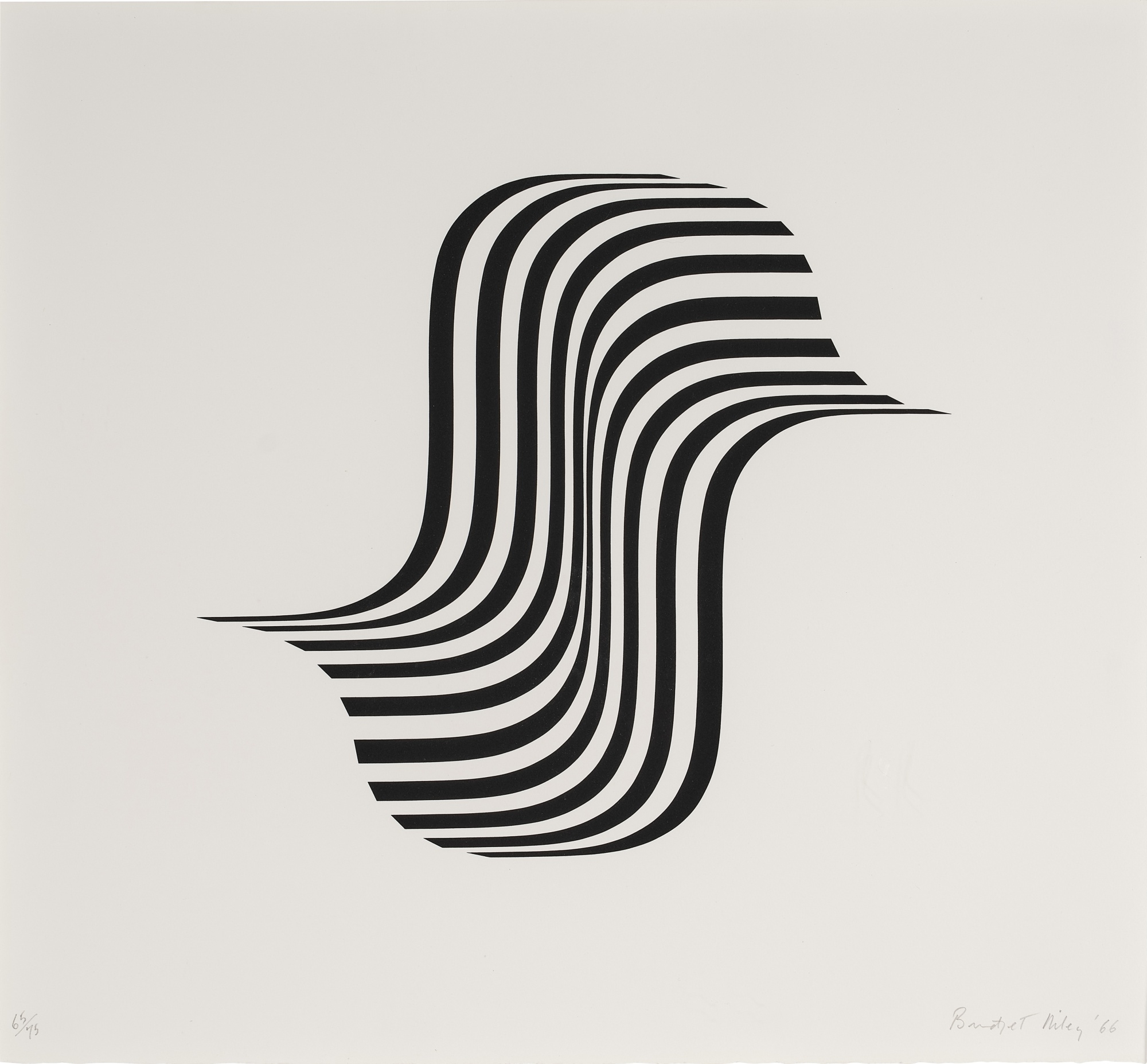 Bridget Riley | Untitled (Winged Curve) (Schubert 7) (1966) | MutualArt