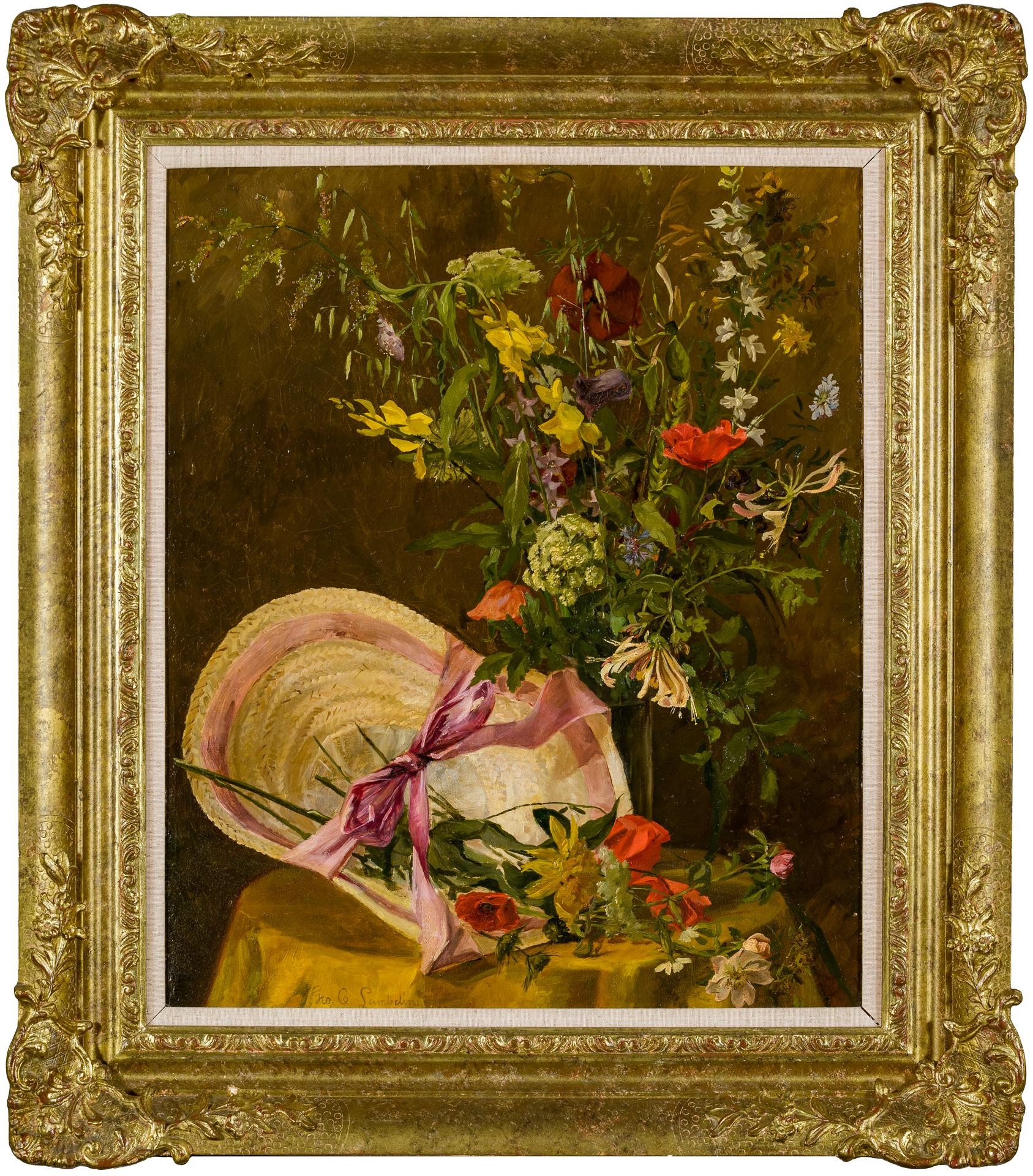 George Cochran Lambdin | Still Life with Straw Hat | MutualArt