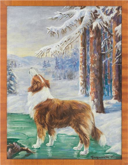 Marguerite Kirmse | The Rough Collie, 'Lad', on a Frozen Pond | MutualArt