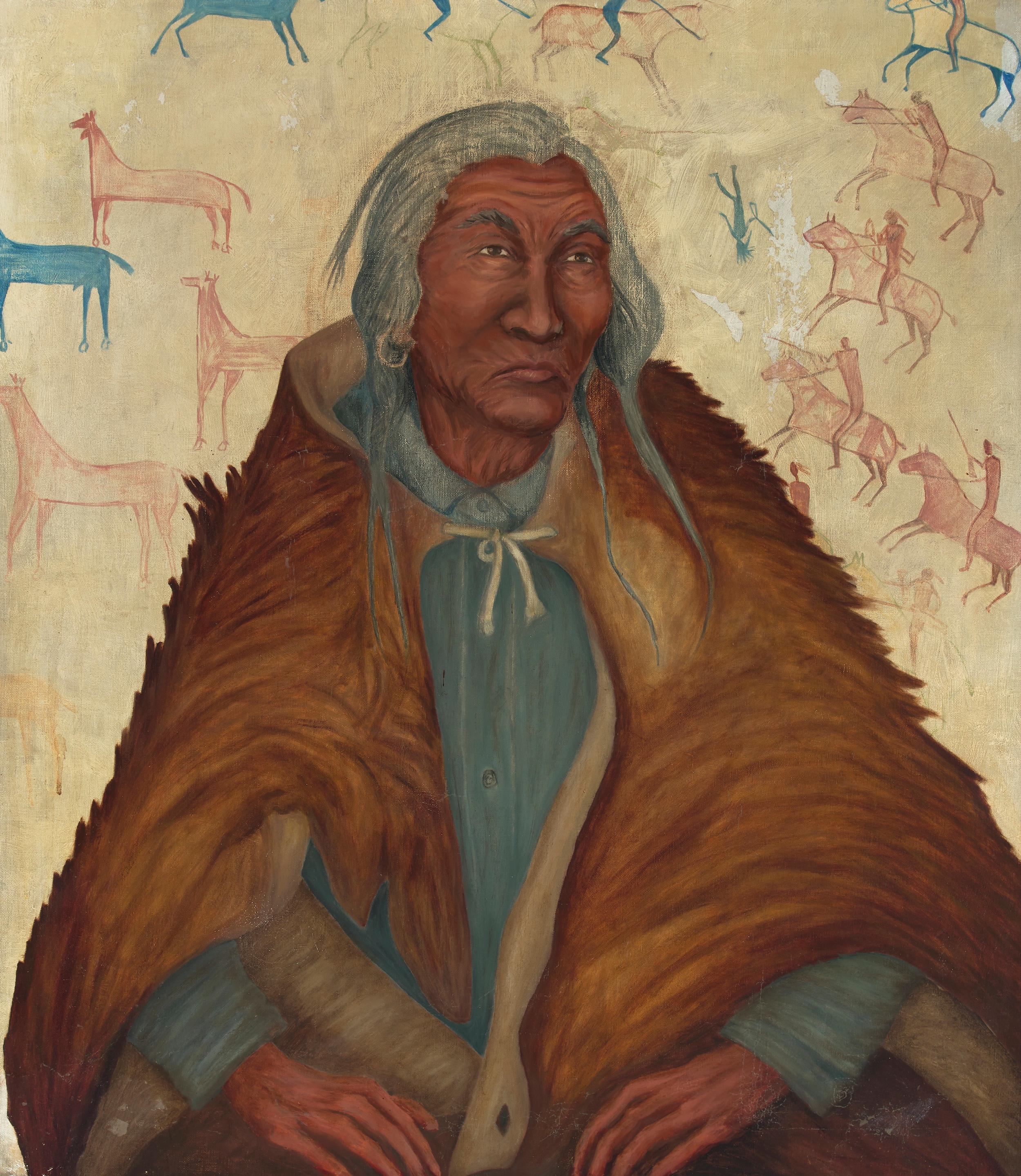 Artwork by Elsa Laubach Jemne, Chief Many-Tail-Feathers, Made of oil on canvas